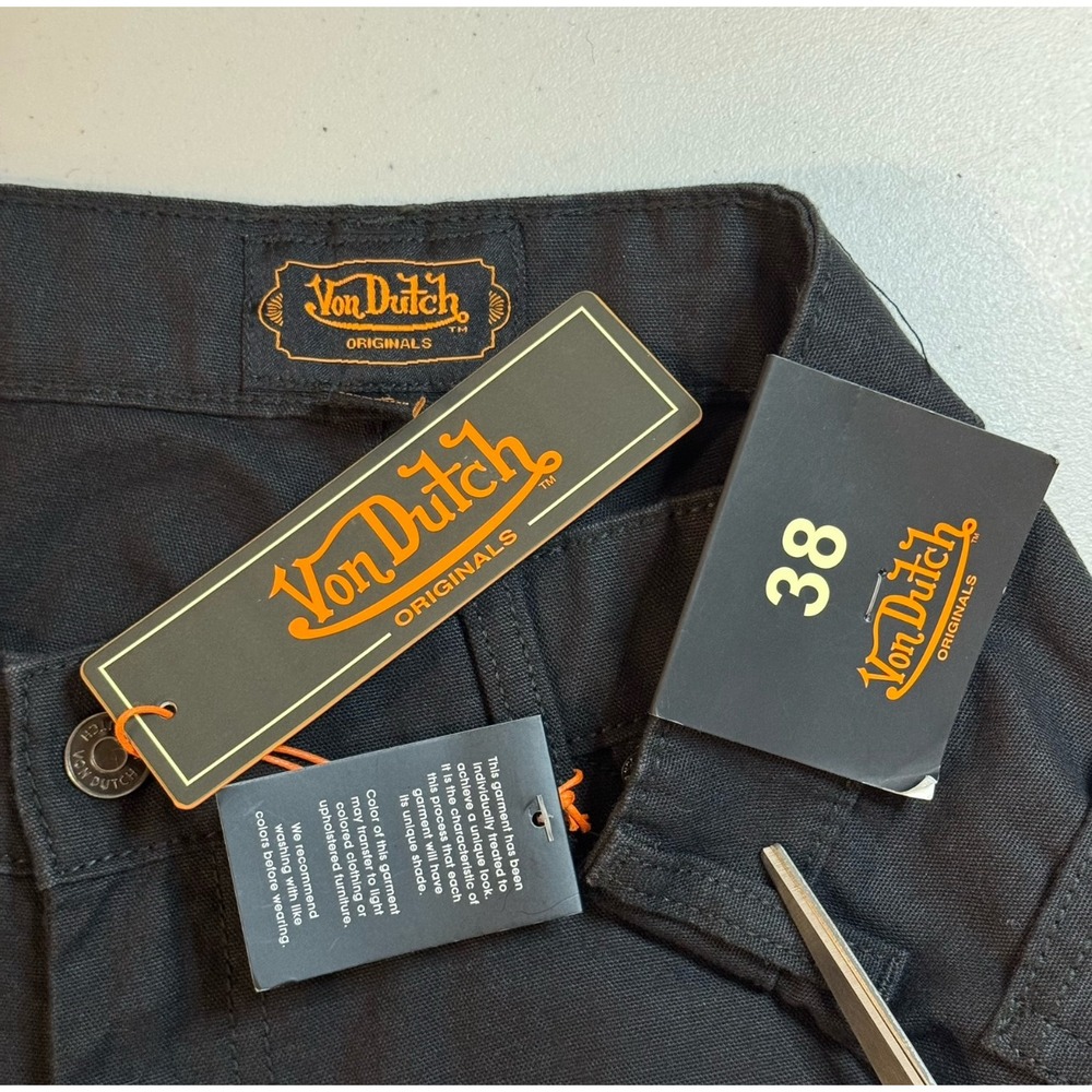 Von Dutch Black Logo Eye Patch Workwear Double Knee Carpenter Pants Men's 38x32 - Picture 5 of 10